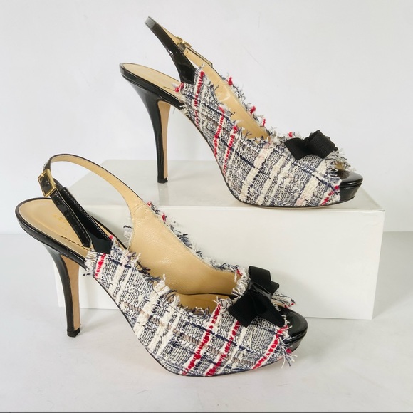 Kate Spade black white tweed heels  8 - Picture 3 of 15